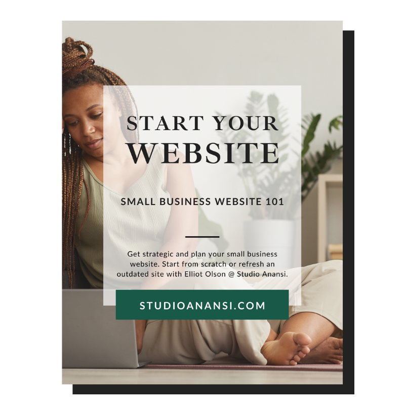 Cover of guide titled "start your website: small business website 101"