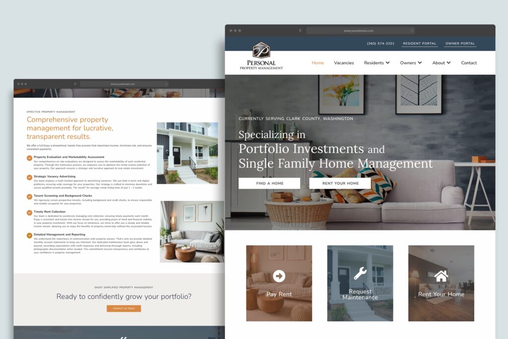 A website design for a home management company.